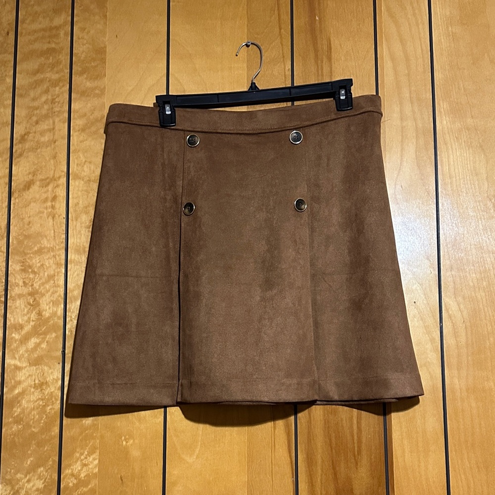 Elegant Double-Breasted Brown Mini Skirt